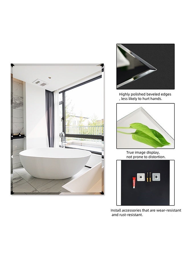 Bathroom Mirror 60x80 cm, Frameless Rectangular Makeup Mirror for Vertical/Horizontal Mount, Wall-Mounted Dressing Mirror Suitable for Bathroom, Vanity, Bedroom - Image 4